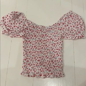Flower puff sleeve top